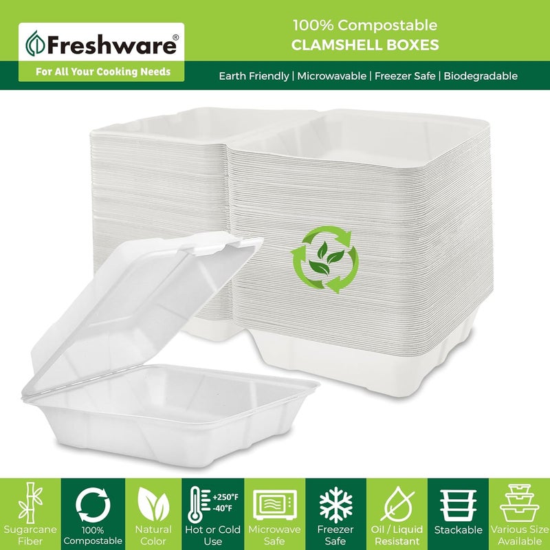 Freshware حاويات طعام قابلة للتحلل من فريش وير 8x8 200 عبوة حاويات للتخلص منها - Image 2