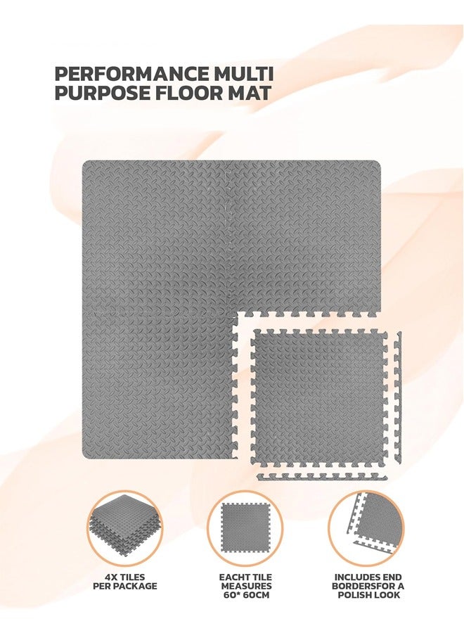 DUNISO 4Pcs Puzzle Yoga Exercise Mat ,EVA Foam Floor Mat，Protective Flooring Workout Exercise Mat，Waterproof, Stain Resistant, Soundproof，for Exercise, MMA, Gymnastics and Home Gym Protective Flooring，60*60cm，Grey - Image 2