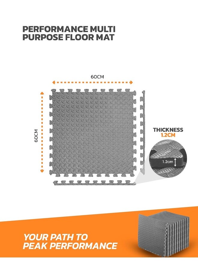 DUNISO 4Pcs Puzzle Yoga Exercise Mat ,EVA Foam Floor Mat，Protective Flooring Workout Exercise Mat，Waterproof, Stain Resistant, Soundproof，for Exercise, MMA, Gymnastics and Home Gym Protective Flooring，60*60cm，Grey - Image 4