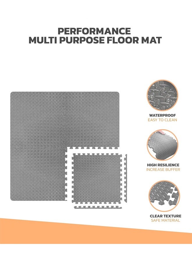 DUNISO 4Pcs Puzzle Yoga Exercise Mat ,EVA Foam Floor Mat，Protective Flooring Workout Exercise Mat，Waterproof, Stain Resistant, Soundproof，for Exercise, MMA, Gymnastics and Home Gym Protective Flooring，60*60cm，Grey - Image 5