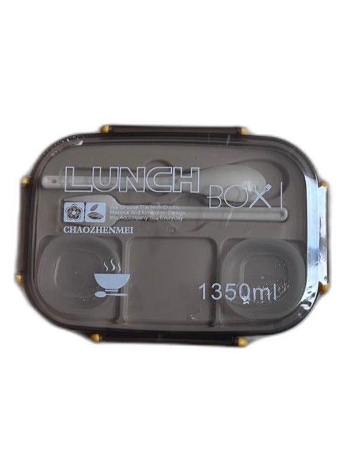 صندوق غداء بنتو مكون من طبقتين للأطفال والكبار بسعة 1350 مل، حاوية بلاستيكية لتخزين الطعام، صندوق متعدد الأقسام للوجبات الخفيفة للمدرسة والبنات والرجال والنساء والعمل المكتبي - Image 2