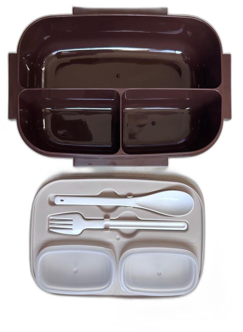 صندوق غداء بنتو مكون من طبقتين للأطفال والكبار بسعة 1350 مل، حاوية بلاستيكية لتخزين الطعام، صندوق متعدد الأقسام للوجبات الخفيفة للمدرسة والبنات والرجال والنساء والعمل المكتبي - Image 3