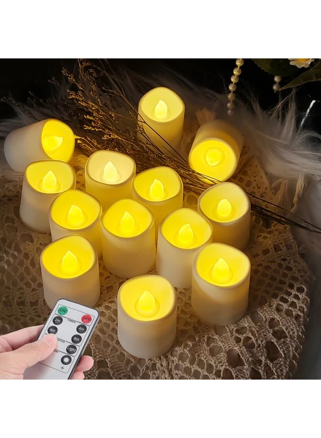 12pcs Remote Controlled LED Candle Lights Flameless Battery Operated Tea Light Decor - Image 1