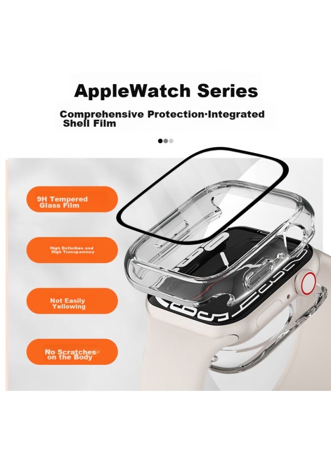 Wei Qiantu Weiqianto متوافق مع غلاف حماية Apple Watch، فيلم زجاج مقوى لـ Apple iWatch S9/8، غلاف فيلم متكامل كامل التغطية مضاد للماء وصدمات للشاشة بالكامل للإصدار 7/SE، مقاس 45 مم - Image 3