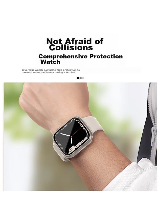 Wei Qiantu Weiqianto متوافق مع غلاف حماية Apple Watch، فيلم زجاج مقوى لـ Apple iWatch S9/8، غلاف فيلم متكامل كامل التغطية مضاد للماء وصدمات للشاشة بالكامل للإصدار 7/SE، مقاس 45 مم - Image 5