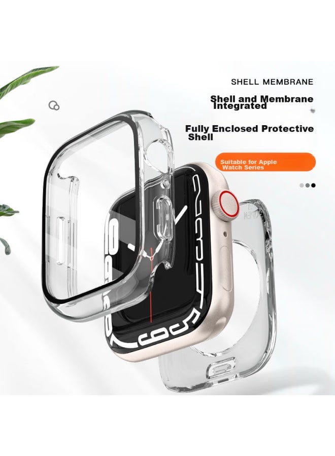 Wei Qiantu Weiqianto متوافق مع غلاف حماية Apple Watch، فيلم زجاج مقوى لـ Apple iWatch S9/8، غلاف فيلم متكامل كامل التغطية مضاد للماء وصدمات للشاشة بالكامل للإصدار 7/SE، مقاس 45 مم - Image 2