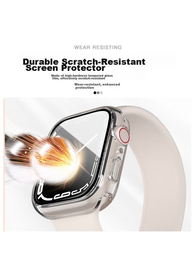 Wei Qiantu Weiqianto متوافق مع غلاف حماية Apple Watch، فيلم زجاج مقوى لـ Apple iWatch S9/8، غلاف فيلم متكامل كامل التغطية مضاد للماء وصدمات للشاشة بالكامل للإصدار 7/SE، مقاس 45 مم - Image 4