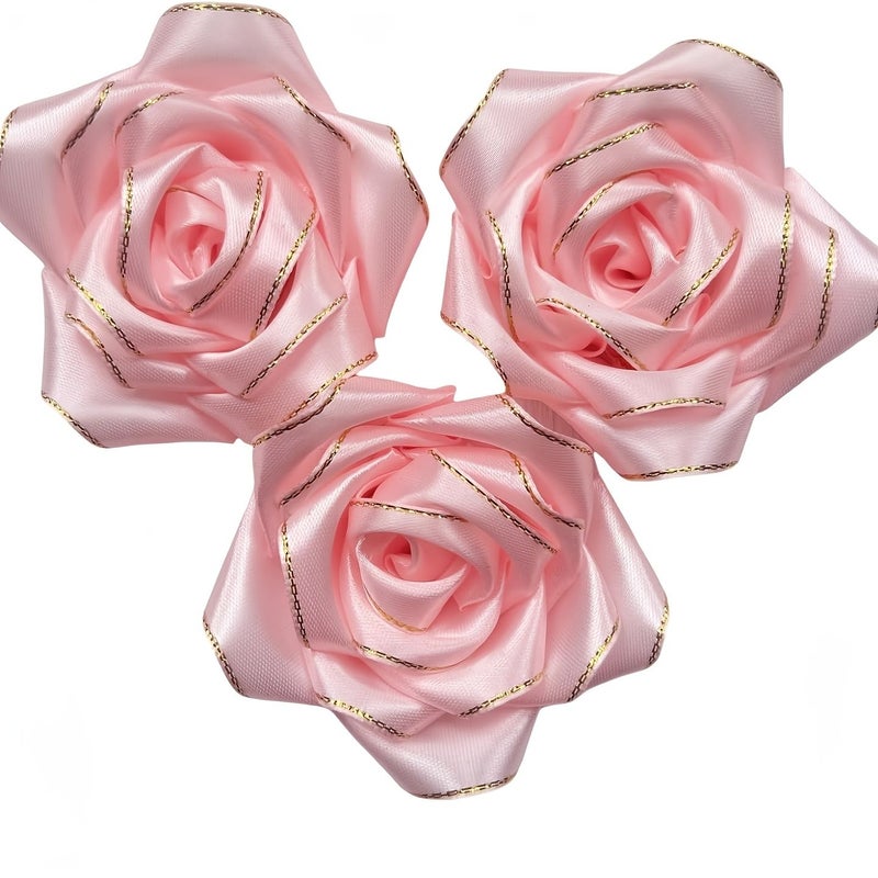 Rose Pink Satin Rose Petals 199pcs Gold Edged For Eternal Roses Bouquet - Image 1