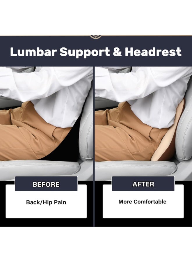 Ergonomic Memory Foam Lumbar Support and Car Neck Pillow Set - Orthopedic Back Cushion and Headrest for Car Seats and Office Chairs - Sciatica and Neck Pain Relief Kit - Image 5