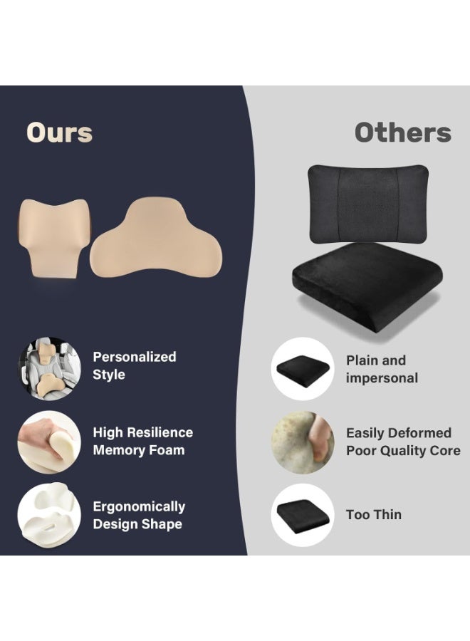 Ergonomic Memory Foam Lumbar Support and Car Neck Pillow Set - Orthopedic Back Cushion and Headrest for Car Seats and Office Chairs - Sciatica and Neck Pain Relief Kit - Image 3