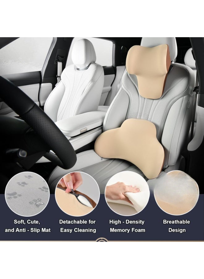 Ergonomic Memory Foam Lumbar Support and Car Neck Pillow Set - Orthopedic Back Cushion and Headrest for Car Seats and Office Chairs - Sciatica and Neck Pain Relief Kit - Image 2