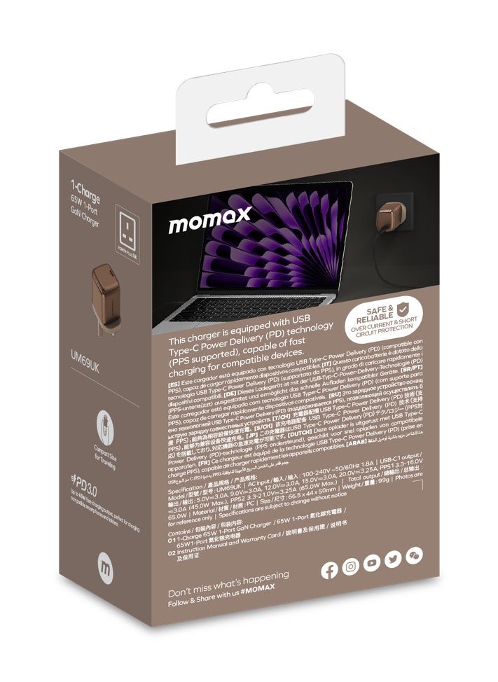 MOMAX 1-Charge [65W] GaN Tech 1 Port Charger