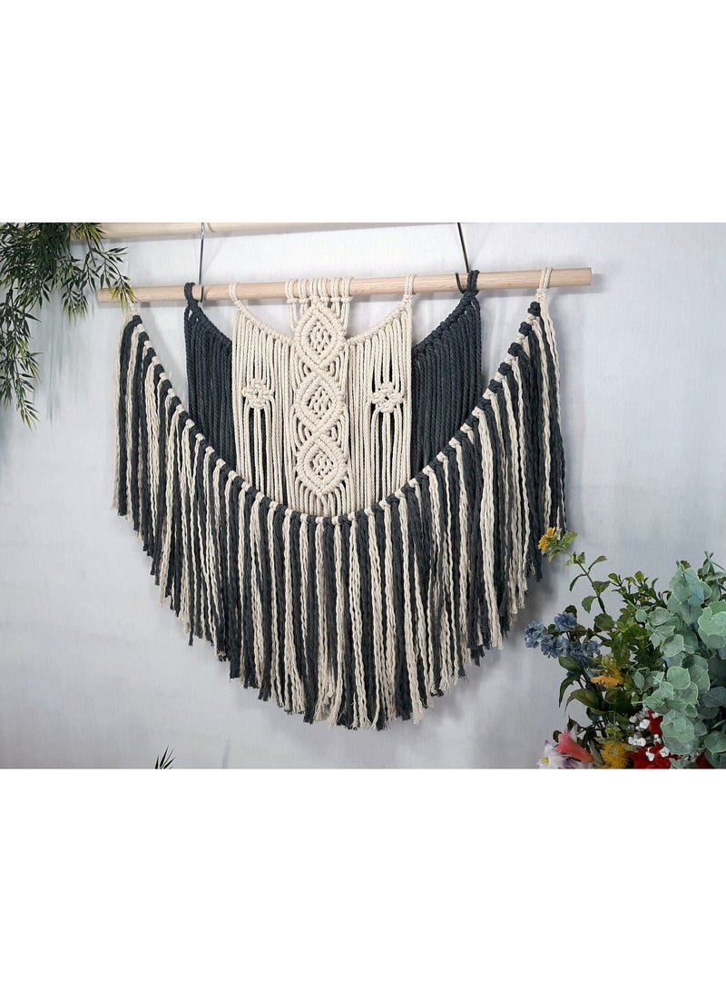 Antikiano An elegant handmade macrame piece, carefully crafted from natural cotton threads. It combines simplicity and beauty in a modern bohemian design. Featuring balanced knots and fine details, it adds a unique artistic touch to any space. Perfect for decorating walls in bedrooms, living rooms, or hallways, and also makes a special gift for lovers of handmade decor and boho style. - Image 2