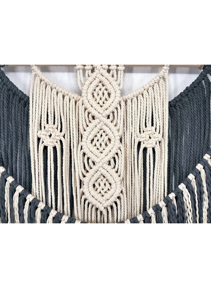 Antikiano An elegant handmade macrame piece, carefully crafted from natural cotton threads. It combines simplicity and beauty in a modern bohemian design. Featuring balanced knots and fine details, it adds a unique artistic touch to any space. Perfect for decorating walls in bedrooms, living rooms, or hallways, and also makes a special gift for lovers of handmade decor and boho style. - Image 3