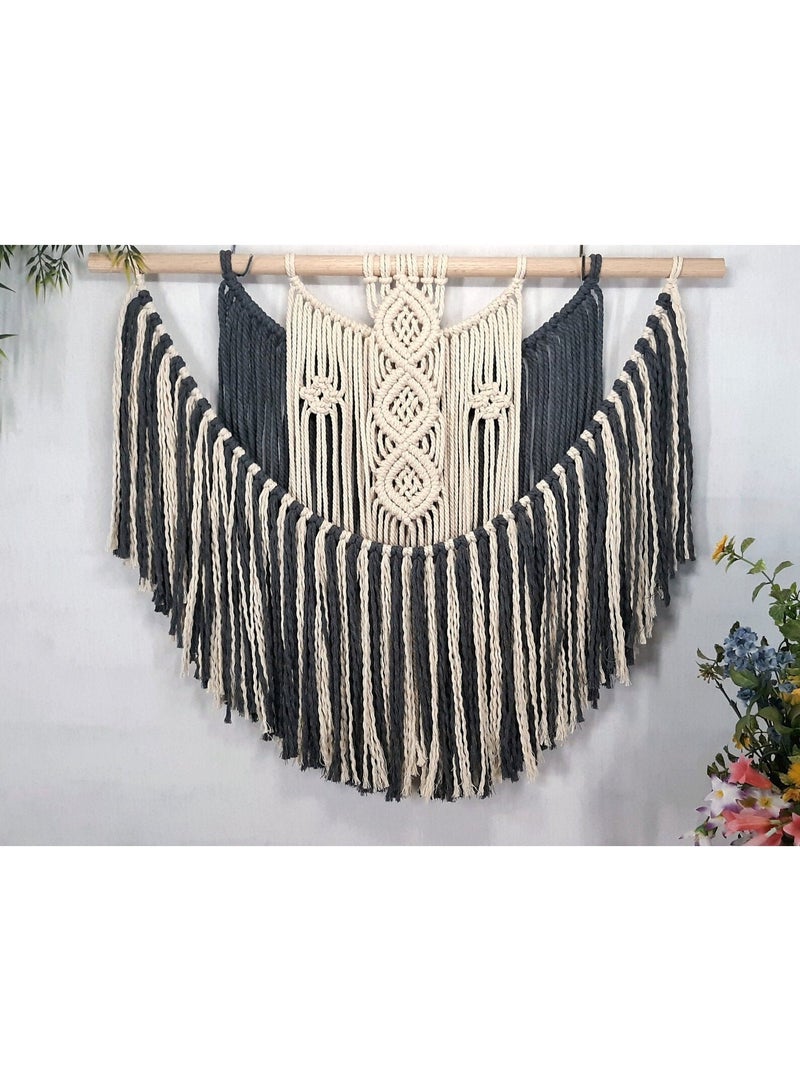 Antikiano An elegant handmade macrame piece, carefully crafted from natural cotton threads. It combines simplicity and beauty in a modern bohemian design. Featuring balanced knots and fine details, it adds a unique artistic touch to any space. Perfect for decorating walls in bedrooms, living rooms, or hallways, and also makes a special gift for lovers of handmade decor and boho style. - Image 1