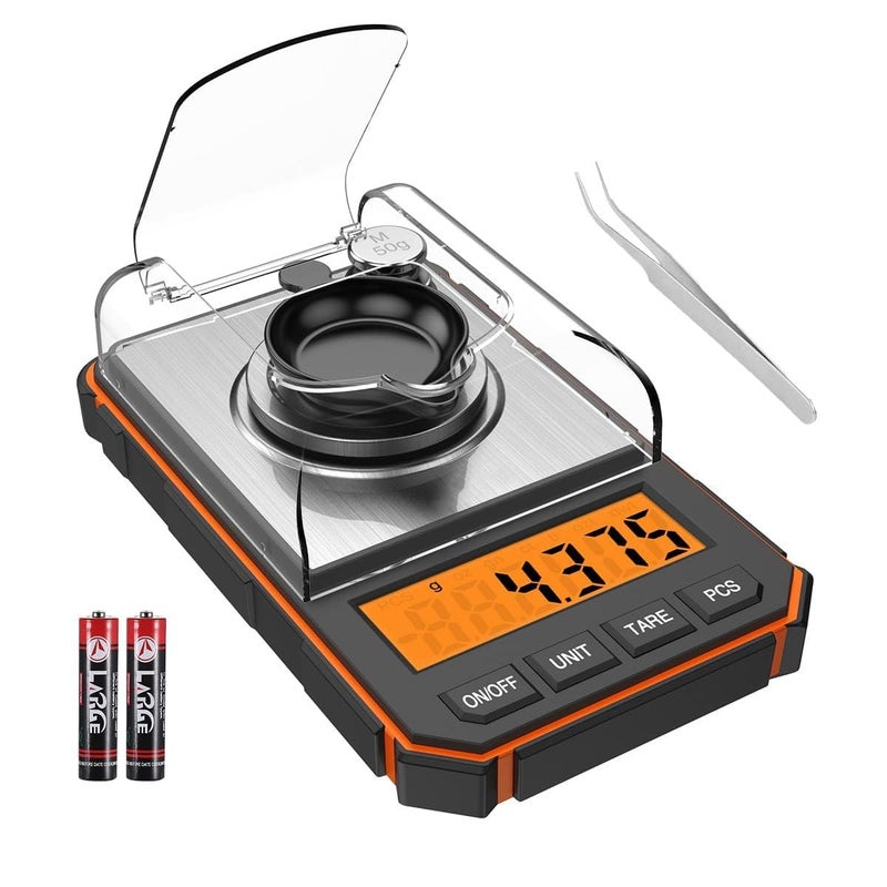 CASON Milligram Pocket Scale, 50g/0.001g Portable Mini Weighing Machine,Gold Weighing Machine, Digital Pocket Weight Machine for Jewellery, Powder, Medicine with Tare & Calibration Weight(Black) - Image 1