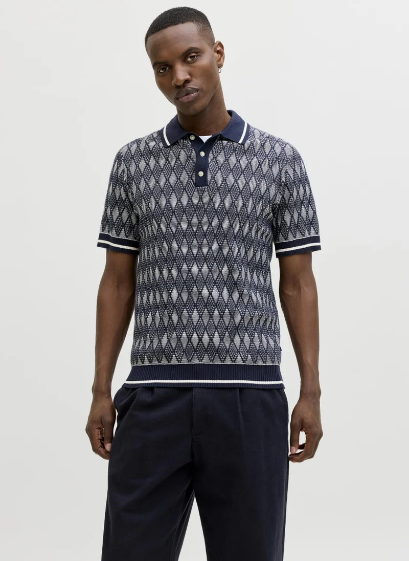 JACK & JONES JPRBLUZACK STRUCTURE KNIT POLO SS LN