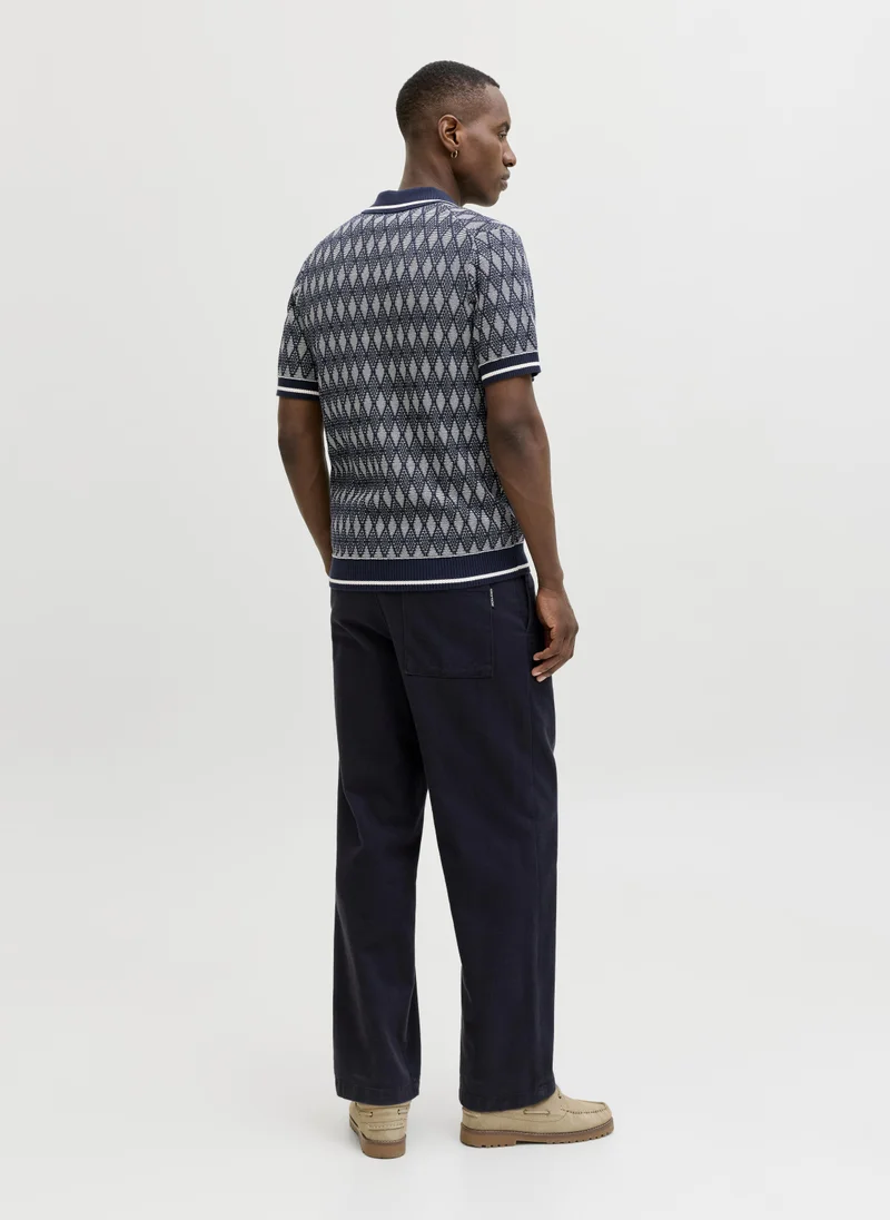 JACK & JONES JPRBLUZACK STRUCTURE KNIT POLO SS LN