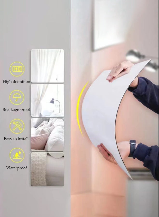 DUNISO 4 Pcs Mirror Wall Sticker, square self adhesive mirror stickers, acrylic mirror tile stickers, suitable for homes, offices, bedrooms, living rooms, bathrooms, doors 30*30cm - Image 4