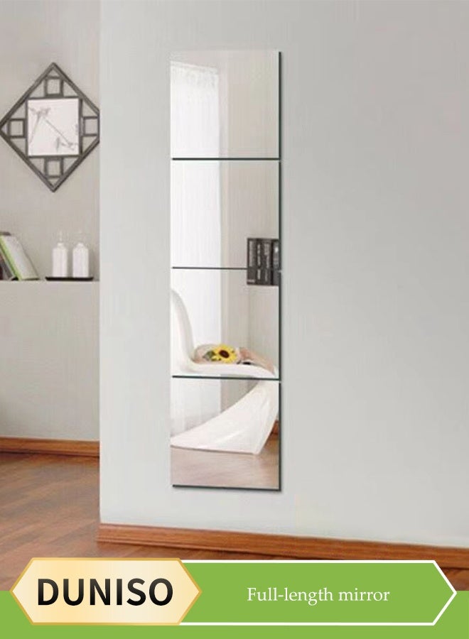 DUNISO 4 Pcs Mirror Wall Sticker, square self adhesive mirror stickers, acrylic mirror tile stickers, suitable for homes, offices, bedrooms, living rooms, bathrooms, doors 30*30cm - Image 1