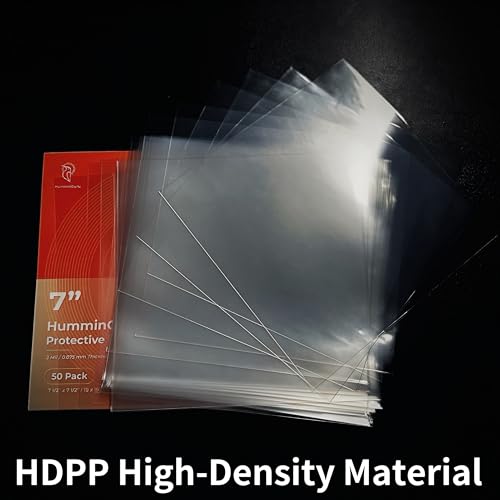 HumminGuru Protective Vinyl Record Outer Sleeve 7 Inch, Acid Free & Crystal Clear, HDPP Outer Record Sleeve for Single & Double LP Album Covers, 3 Mil, 50 Pack (7" Seamless Outer Sleeves) - Image 4