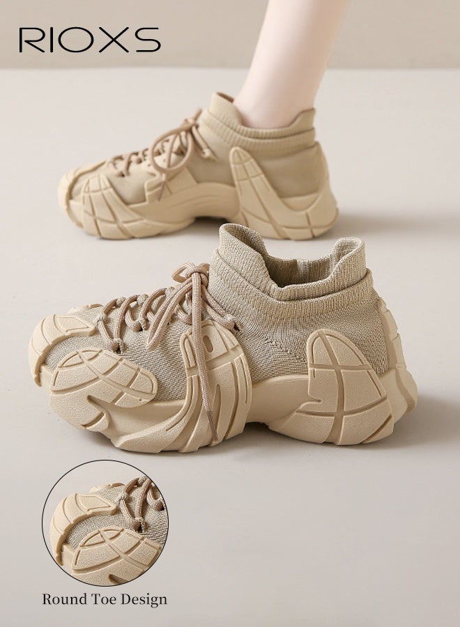ريوكس أحذية رياضية سميكة، وأحذية رياضية مريحة، وأحذية خفيفة الوزن للسيدات، وأحذية خفيفة الوزن، وأحذية للمشي على الأقدام، وأحذية للنزلق، وأحذية للتدريب للتمارين النسائية/صالة الألعاب الرياضية/الأحذية الرياضية اليومية، وأحذية خفيفة الوزن للجمال - Image 2