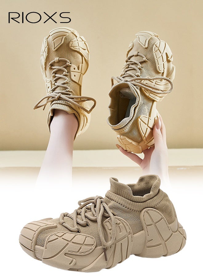 ريوكس أحذية رياضية سميكة، وأحذية رياضية مريحة، وأحذية خفيفة الوزن للسيدات، وأحذية خفيفة الوزن، وأحذية للمشي على الأقدام، وأحذية للنزلق، وأحذية للتدريب للتمارين النسائية/صالة الألعاب الرياضية/الأحذية الرياضية اليومية، وأحذية خفيفة الوزن للجمال - Image 1