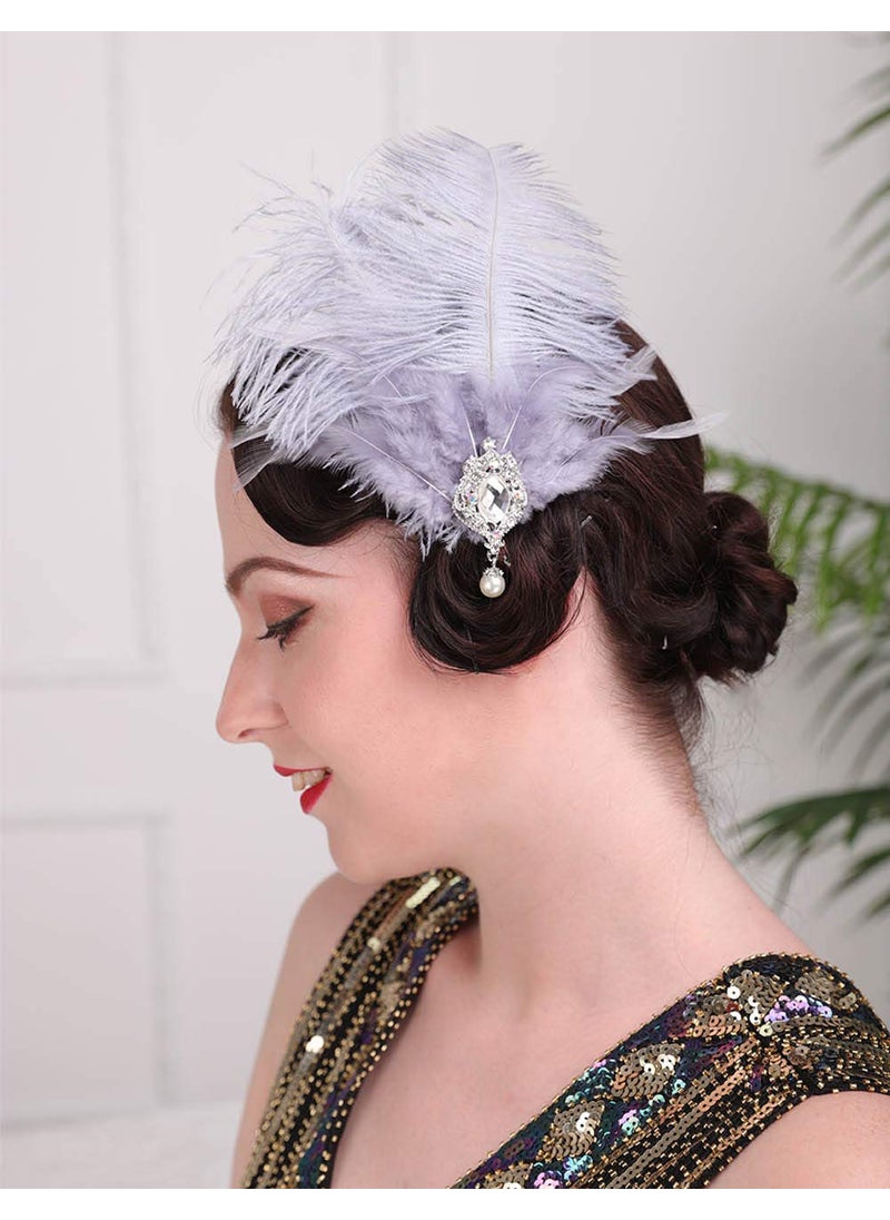 Aimimier - Aimimier 1920s Headpiece Flapper Feather Hair Clip Crystal Teardop Roaring 20s Accessories Prom Party Festival Hair Jewelry for Women and Girls - Image 1