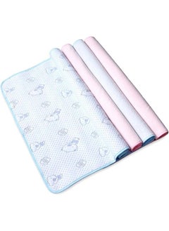 Monvecle Monvecle 4pcs Pack Baby Infant Waterproof Cotton Changing Pads Washable Reusable Nappies Liners Mats, Bear 46cm x 30cm  - Image 1