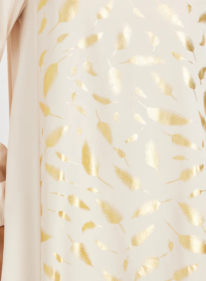 Styli Foil Printed Cuffed Sleeves Jalabiya