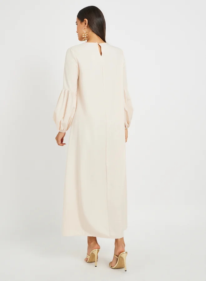 Styli Foil Printed Cuffed Sleeves Jalabiya