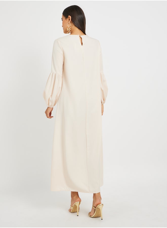 Styli Foil Printed Cuffed Sleeves Jalabiya  - Image 5