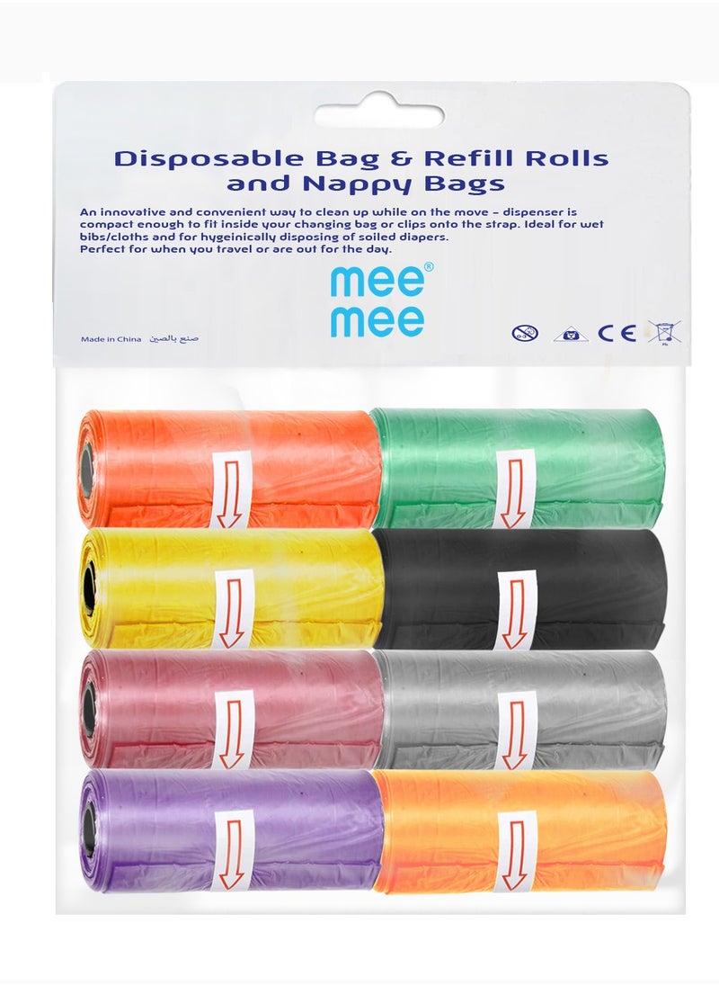 mee mee - MeeMee Bag and Refill 8 Rolls 160 Bags, Baby Nappy bag, Pet waste bag, Scented Diaper bag, Trash bag, Garbage bag, Colorful Plastic bag, sacks - Image 1