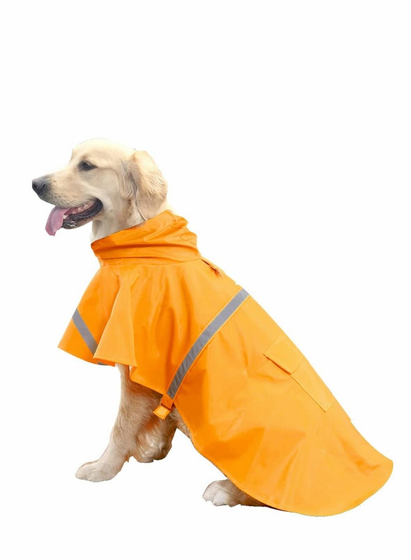 Dog Raincoats, Dog Raincoats for Large Dogs with Reflective Strip Hoodie, Rain Poncho Jacket for Dogs, Waterproof Lightweight Breathable Hoodies Pet Windproof for Outdoor Walking, Orange - Image 1