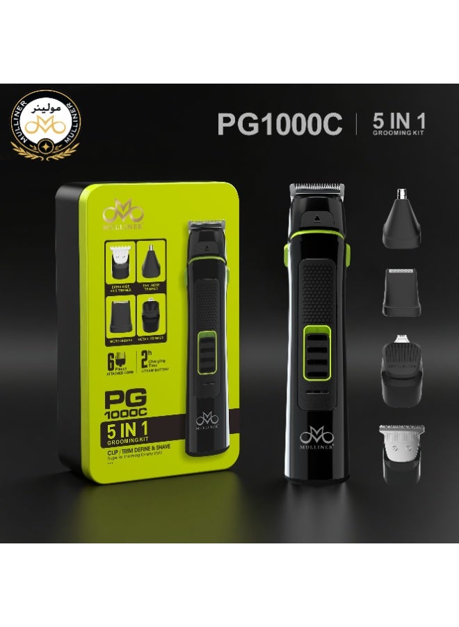 Mulliner PG1000C 5-in-1 Grooming Kit | Beard, Hair, Nose & Body Trimmer | 1200mAh Lithium Battery | Waterproof IPX5 - Image 2