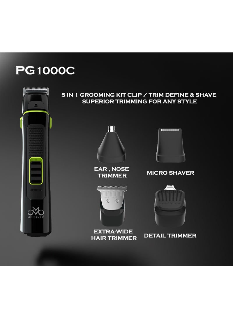 Mulliner PG1000C 5-in-1 Grooming Kit | Beard, Hair, Nose & Body Trimmer | 1200mAh Lithium Battery | Waterproof IPX5 - Image 5