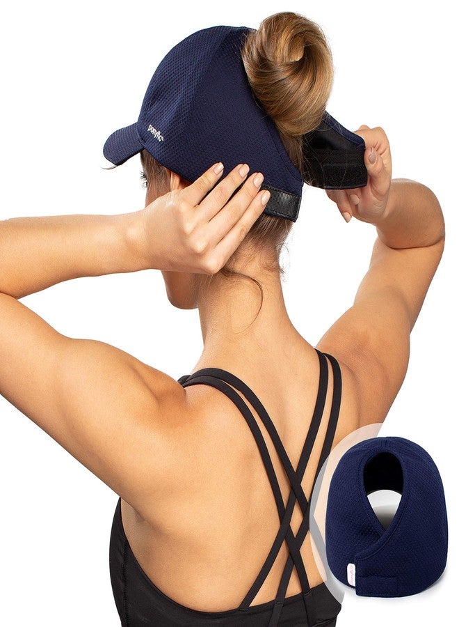 Ponyflo Performance Ponytail Running Hat - High Ponytail Hat for Women - Baseball Cap Women Navy - Image 4