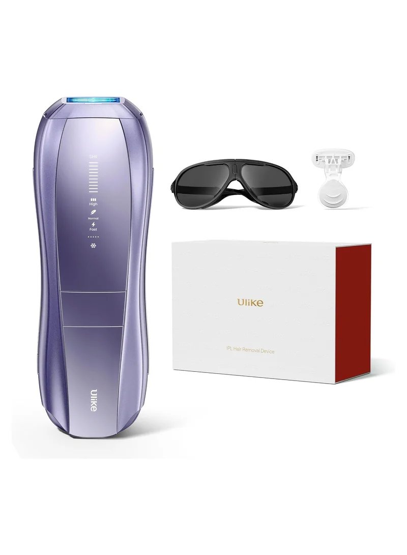 يولايك Ulike Air 10 IPL Laser Hair Removal device for Women & Men/IPL device, 65°F Ice-Cooling, Dual Lights, Skin Sensor & SHR Mode for Nearly Painless, Long-Lasting Hair Removal, Purple