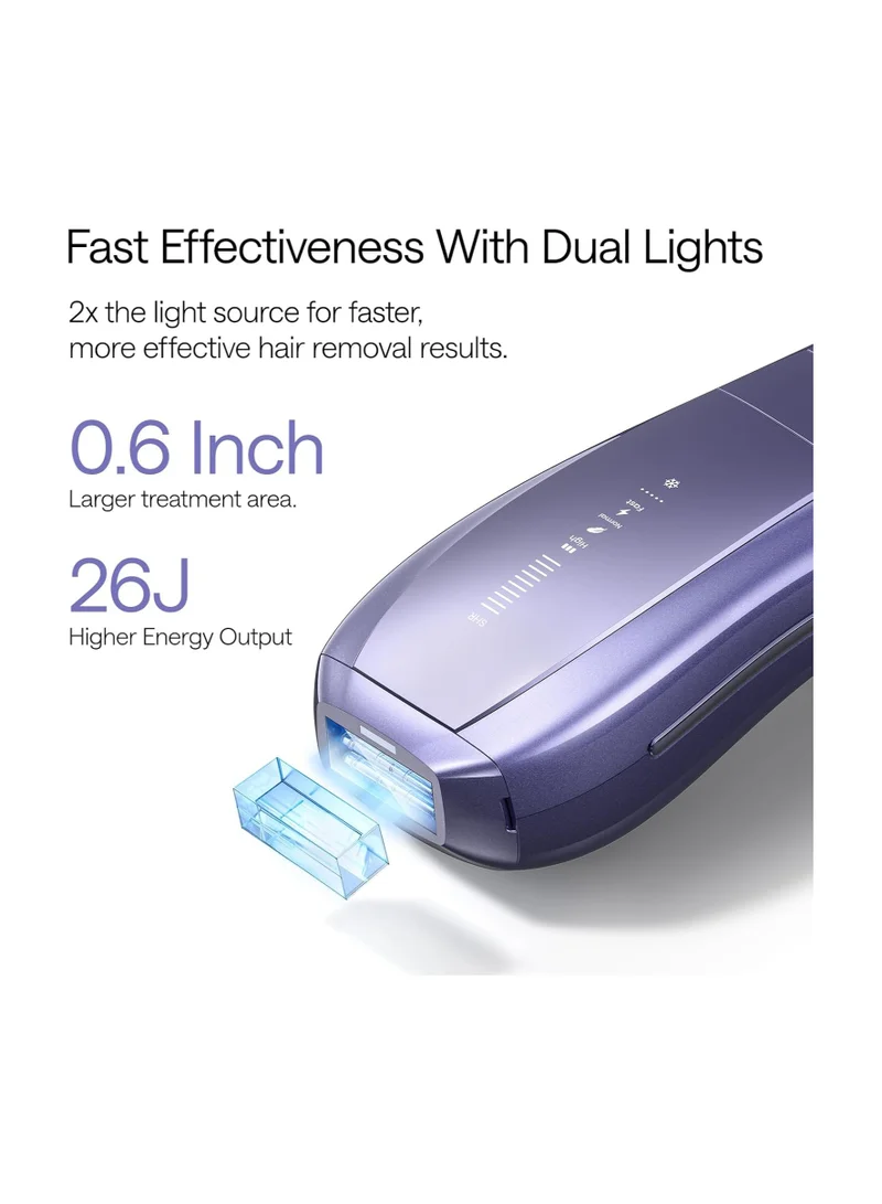 يولايك Ulike Air 10 IPL Laser Hair Removal device for Women & Men/IPL device, 65°F Ice-Cooling, Dual Lights, Skin Sensor & SHR Mode for Nearly Painless, Long-Lasting Hair Removal, Purple