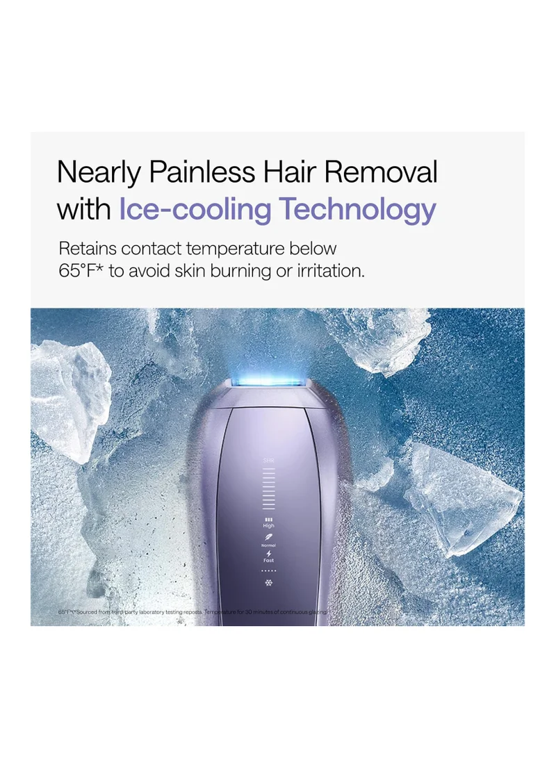 يولايك Ulike Air 10 IPL Laser Hair Removal device for Women & Men/IPL device, 65°F Ice-Cooling, Dual Lights, Skin Sensor & SHR Mode for Nearly Painless, Long-Lasting Hair Removal, Purple