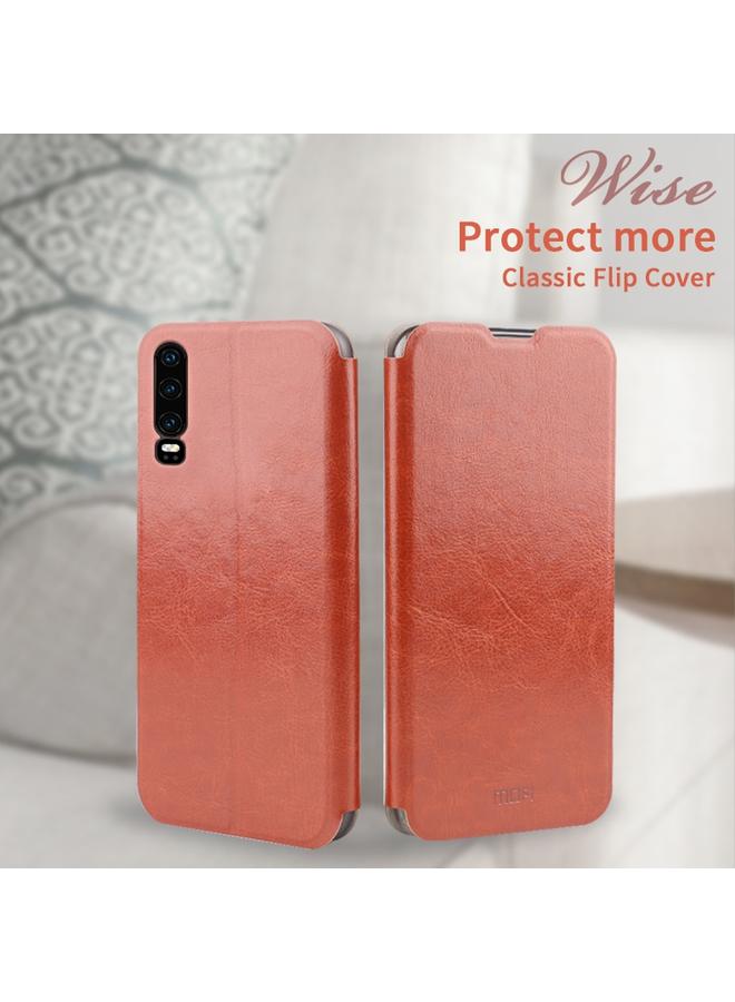 موفي جراب لهاتف Huawei P30 من سلسلة Rui، جراب جلدي كلاسيكي قابل للطي مع دعامة مدمجة بلوحة فولاذية شاملة - Image 2