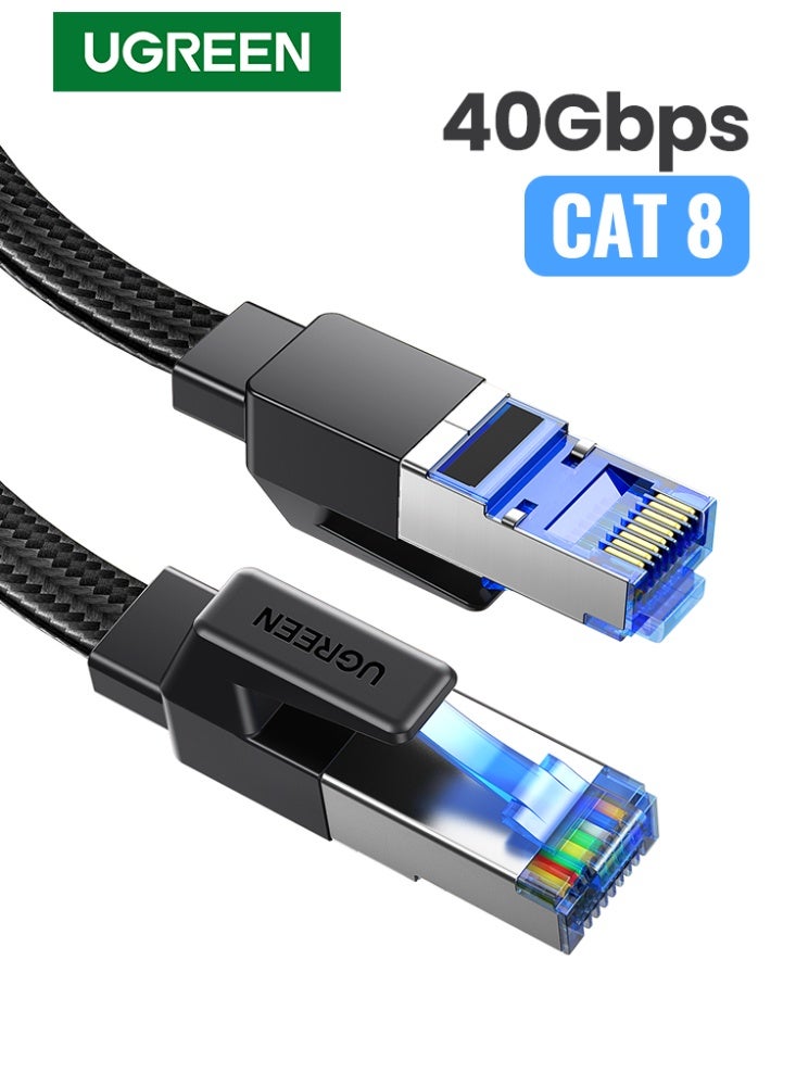 Ugreen Ethernet Cable Cat8 40Gbps 0.5M High Speed Double Shielded Lan Cable RJ45 40-Gigabit Internet Cable Cat8 Cable 2000Mhz Compatible with PS5/4/3 Switch Xbox Smart TV Router WiFi Extender Patch Panel black