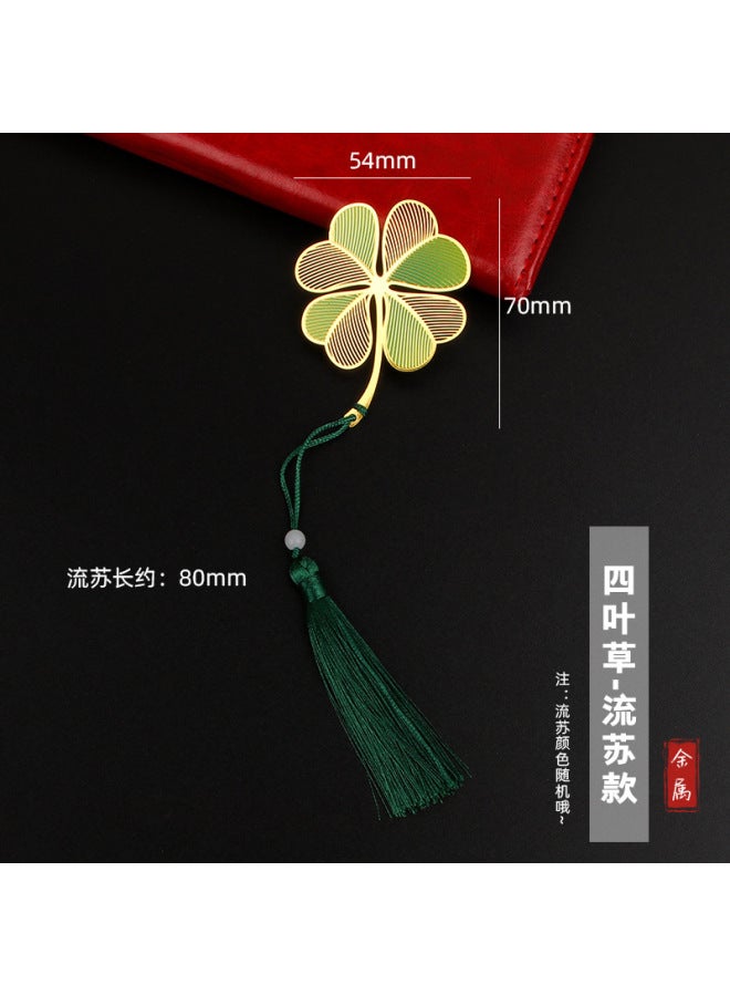 HELPS Creative Metal Painted Bookmark Chinese Style Brass Tassel Retro Student Exquisite Gift Bookmark Wenchuang - Image 1