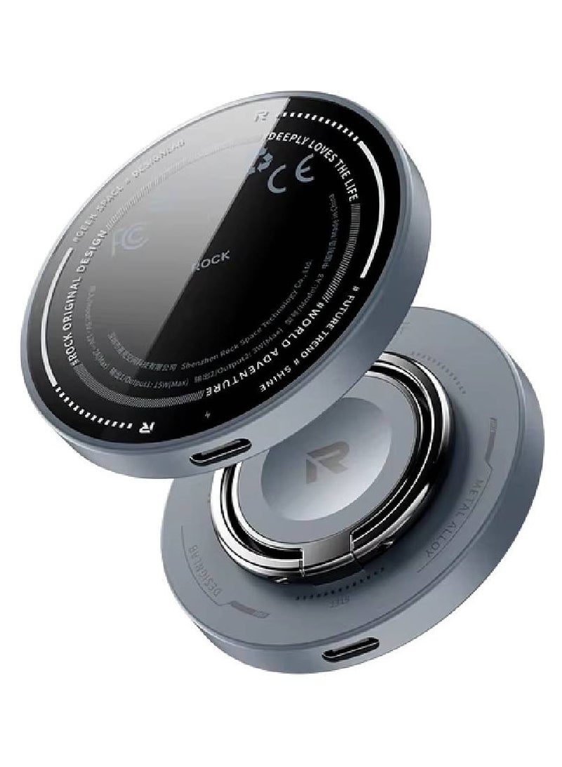 LIXES 3-in-1 Magnetic Wireless Charger with Ring Holder – Fast Charging Dock for Smartphones, AirPods, and Smartwatches - Image 1