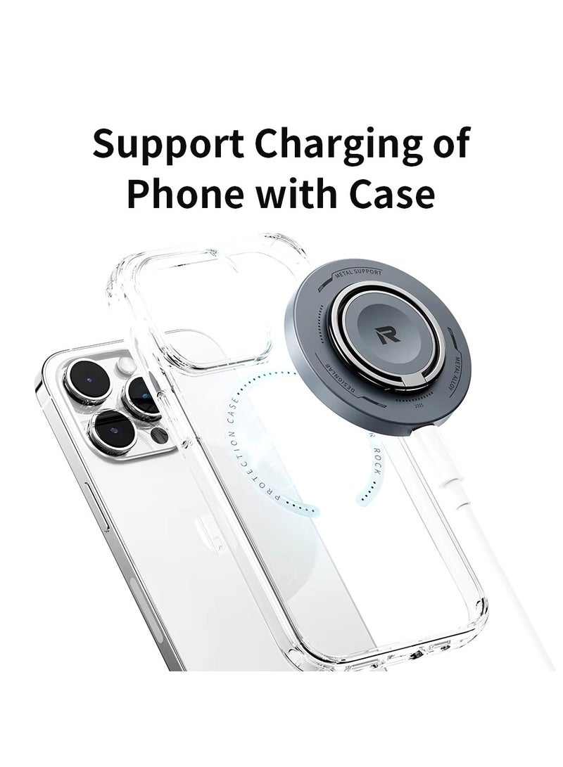 LIXES 3-in-1 Magnetic Wireless Charger with Ring Holder – Fast Charging Dock for Smartphones, AirPods, and Smartwatches - Image 2