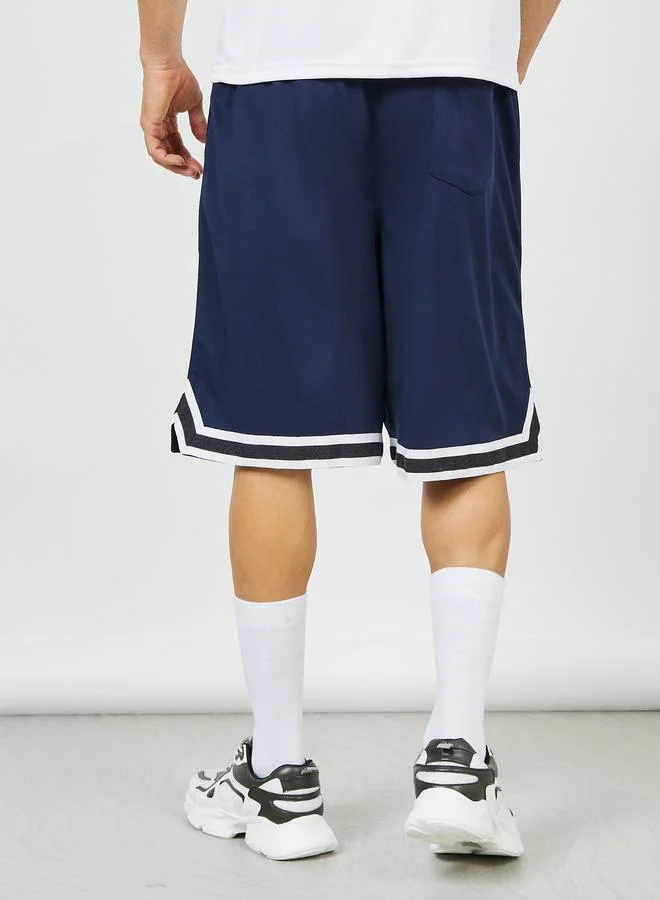 Styli Ultra Soft Micro Poly Contrast Tape Detail Hem Basketball Shorts