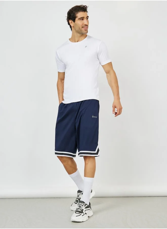 Styli Ultra Soft Micro Poly Contrast Tape Detail Hem Basketball Shorts