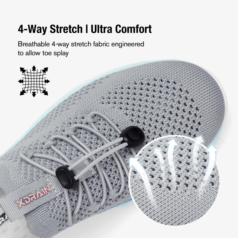 KOLILI Arch Support Aqua Water Shoes Aerobics, Quick Drying Sport Watershoes, Slip on Tennis Sneaker for Walking, Drain Sole Watershoes for Summing Beach Travel Lt Gray/Aqua 8 - Image 4