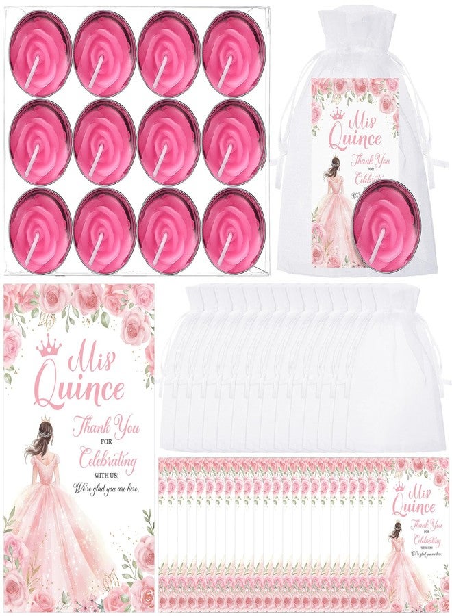 Conelist 48 Sets Quinceanera Party Favors for Guests Quinceanera Candles Thank You Card Organza Bags Quinceanera Gifts for Girl Princess Sweet 15th Birthday Decorations - Image 1