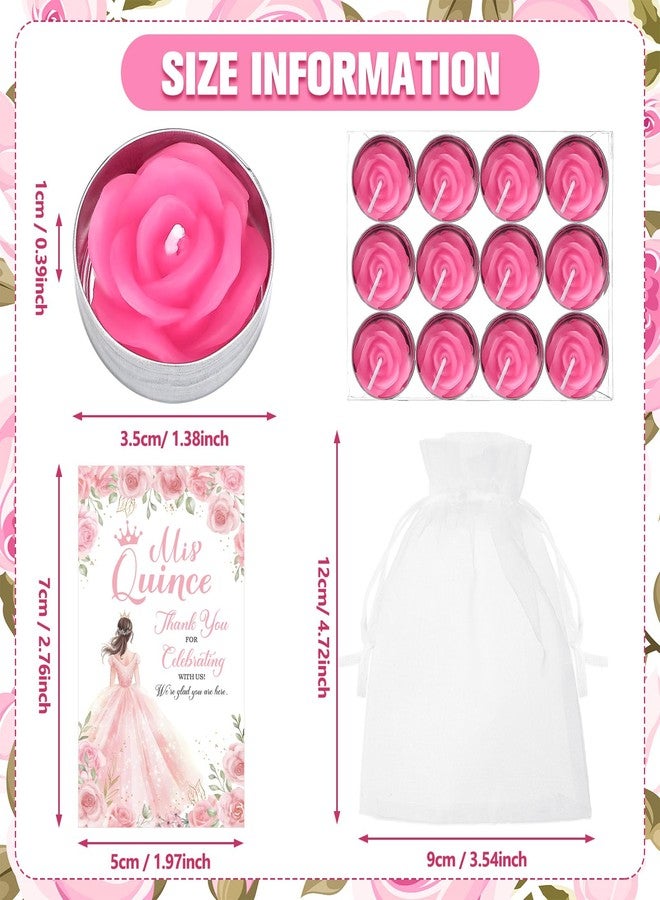 Conelist 48 Sets Quinceanera Party Favors for Guests Quinceanera Candles Thank You Card Organza Bags Quinceanera Gifts for Girl Princess Sweet 15th Birthday Decorations - Image 2